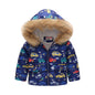 Boys and Girls Printed Hooded Children's Warm Cotton Jacket Thickened