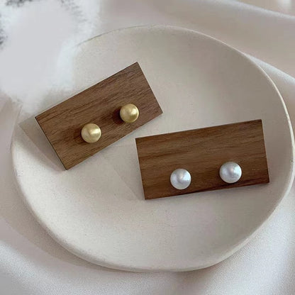 Matte Brushed Gold Bean Earrings For Women's Versatile Earrings