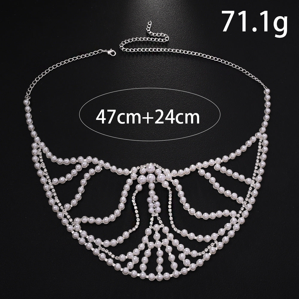 Makeup Party Pearl European And American Fashion Exaggerated Music Festival Party Rhinestone Mask