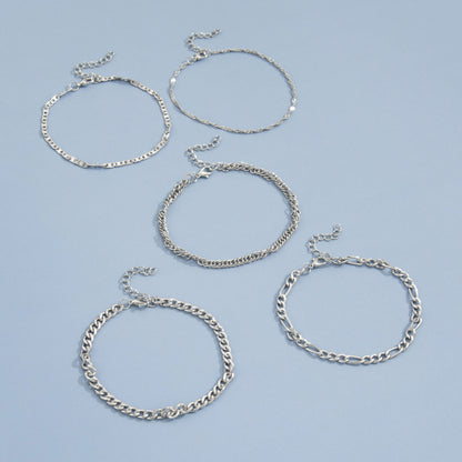 Simple Graceful Metal Chain Retro Creative Snake Chain Anklet Five-piece Set