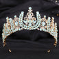 Wedding Birthday Headdress Crown Alloy Inlaid Protein Green Bright Crystal Bride
