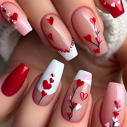 Long Red Heart Nail Sticker