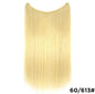 22 inches Invisible Wire No Clips in Hair Extensions Secret Fish Line Hairpieces Silky Straight Synthetic