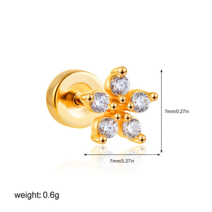 Stainless Steel 18K Gold Zircon Ear Bone Stud Titanium Steel Mini Ear Studs