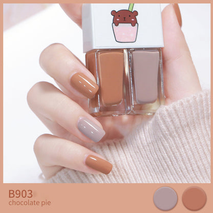 Two-tone Nail Polish New Autumn And Winter Free Baking Explosion Type Water-based Twin Set