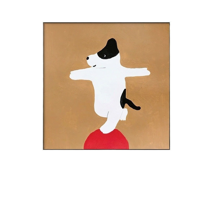 Cartoon Dog Red Square Restaurant Mural