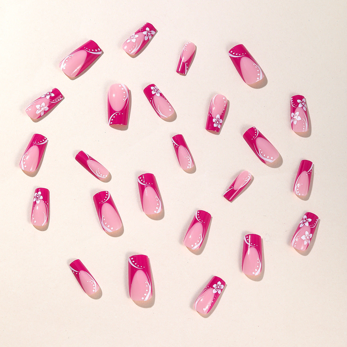 Finished Product Wear Nail Rose Red Medium Rectangular