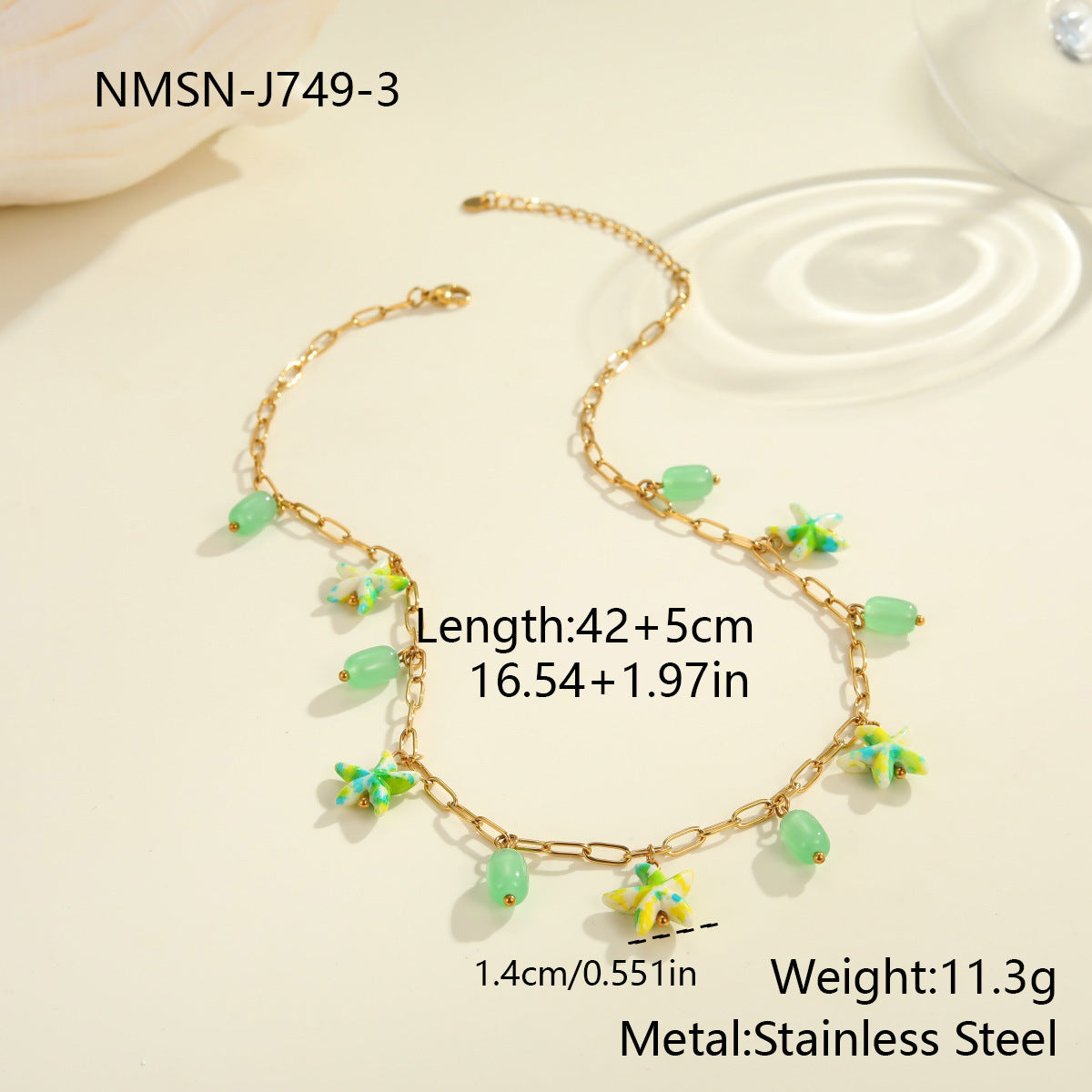 Colorful Starfish Stainless Steel Necklace Non-fading Ocean Style Bracelet