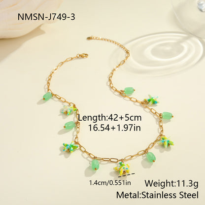 Colorful Starfish Stainless Steel Necklace Non-fading Ocean Style Bracelet