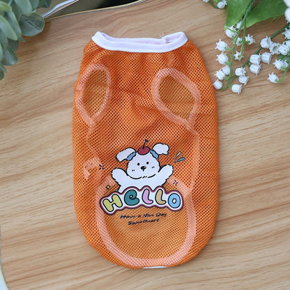 Spring And Summer Grid Pet Cute Cartoon Printed Vest