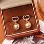 Classic Heart Pearl Stud Earrings Fashionable And Elegant