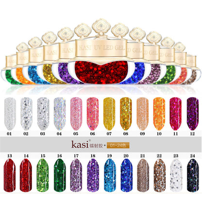KaSi Nail Removable Light Therapy Adhesive Tapered Color Gel Laser Sequester Nail Polish Gel Flicker Gel 1-48 Color 10g