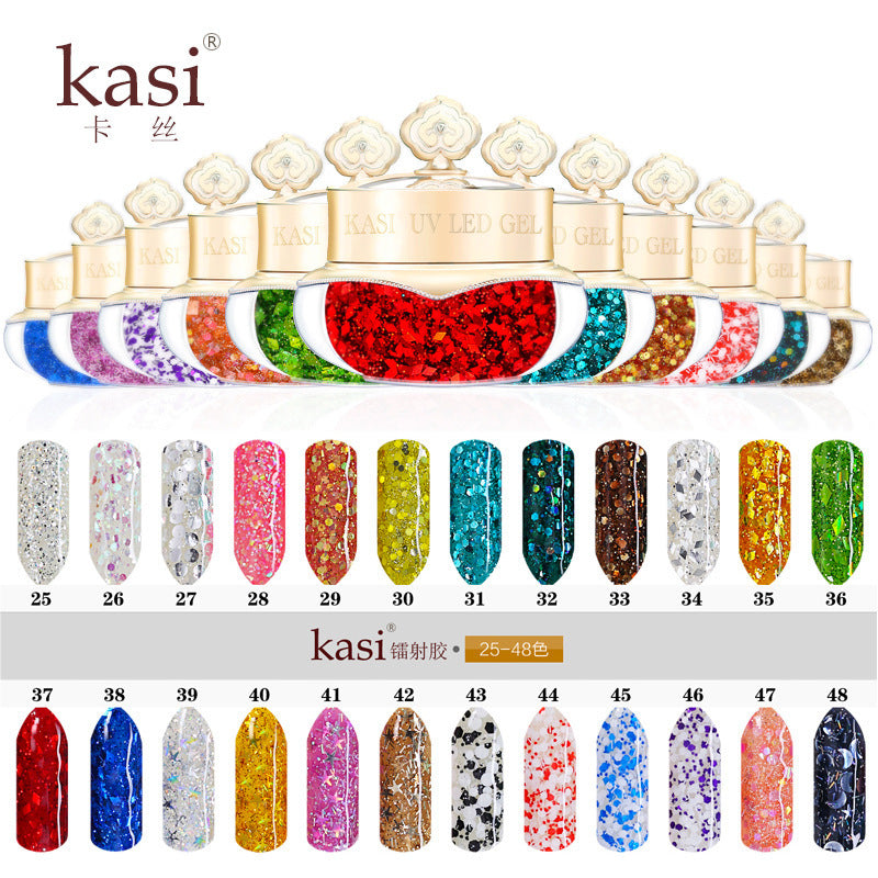 KaSi Nail Removable Light Therapy Adhesive Tapered Color Gel Laser Sequester Nail Polish Gel Flicker Gel 1-48 Color 10g