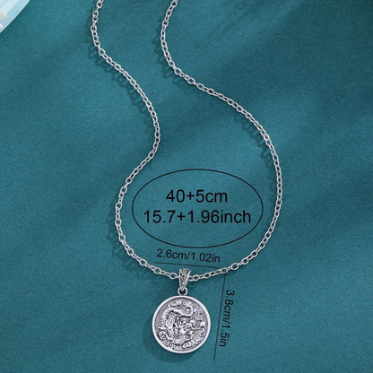 Retro Titanium Steel Jewelry Round Hip Hop Style Pendant