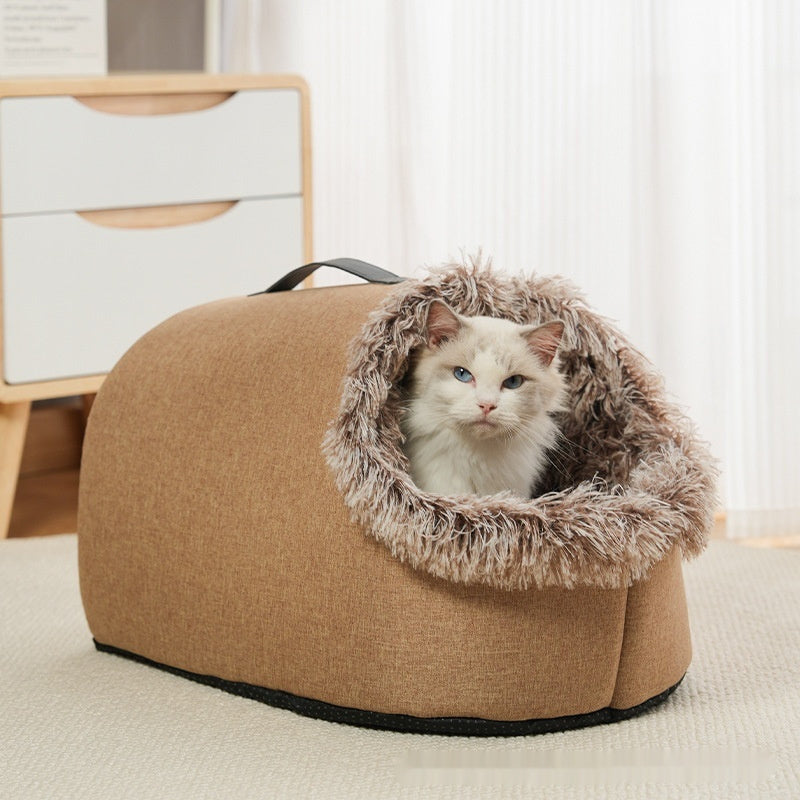 Thickened Plush Winter Pet Closed Portable Warm Multifunctional Nest