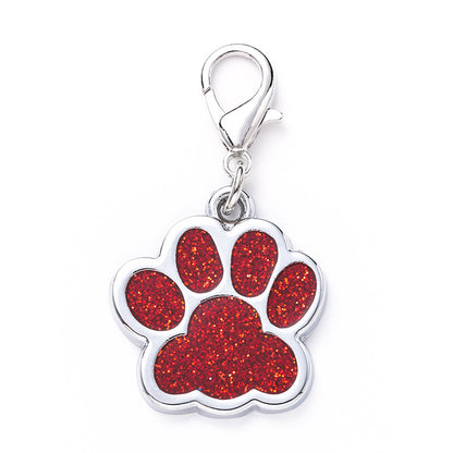 Zinc Alloy Metal Pet Tag Zinc Alloy Identity Brand Glitter Footprint Engraving Dog Tag