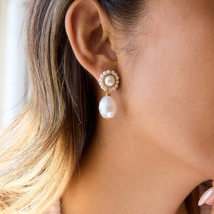 Women's Stainless Steel Pearl Ear Studs Light Earrings