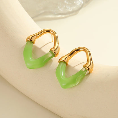 Color Resin Stitching Stainless Steel Earrings