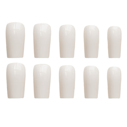 Beige Rectangular Fake Nail Tip