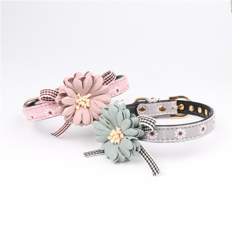 Pet cat dog collar cute flowers