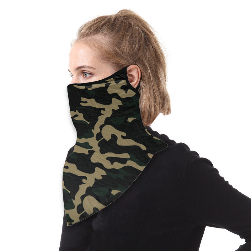 Outdoor Riding Ear Digital Printing Triangle Scarf