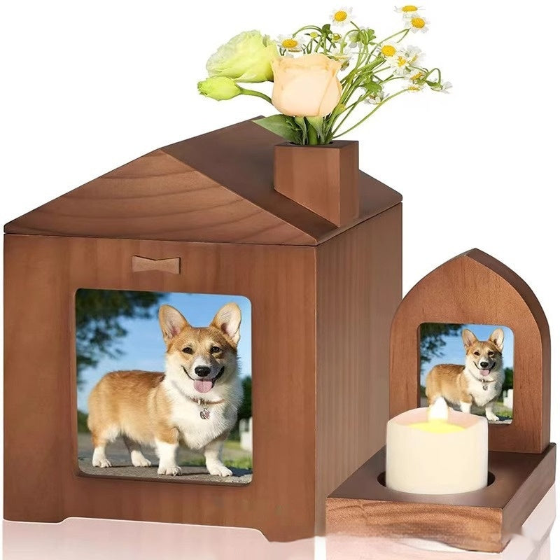 Pet Urn Solid Wood Memorial Wooden Box Animal Cremation Funeral Products