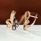 New Champagne Gold Colorful AB Diamond Flower Purple Earrings Female Fashion
