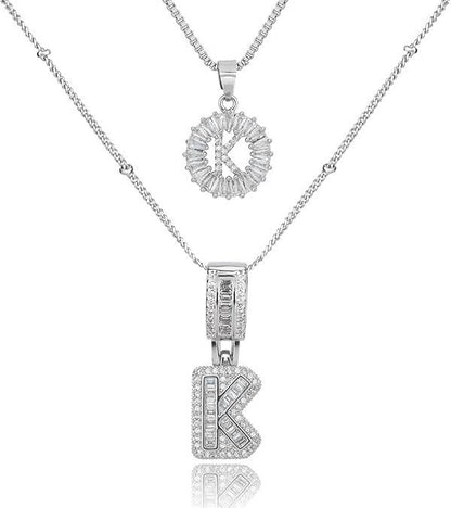 26 English Letters Copper-plated Gold Diamond Pendant Necklace