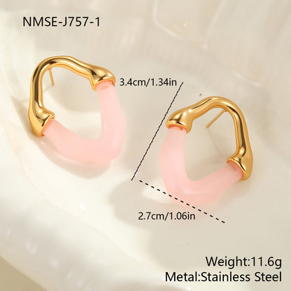 Color Resin Stitching Stainless Steel Earrings