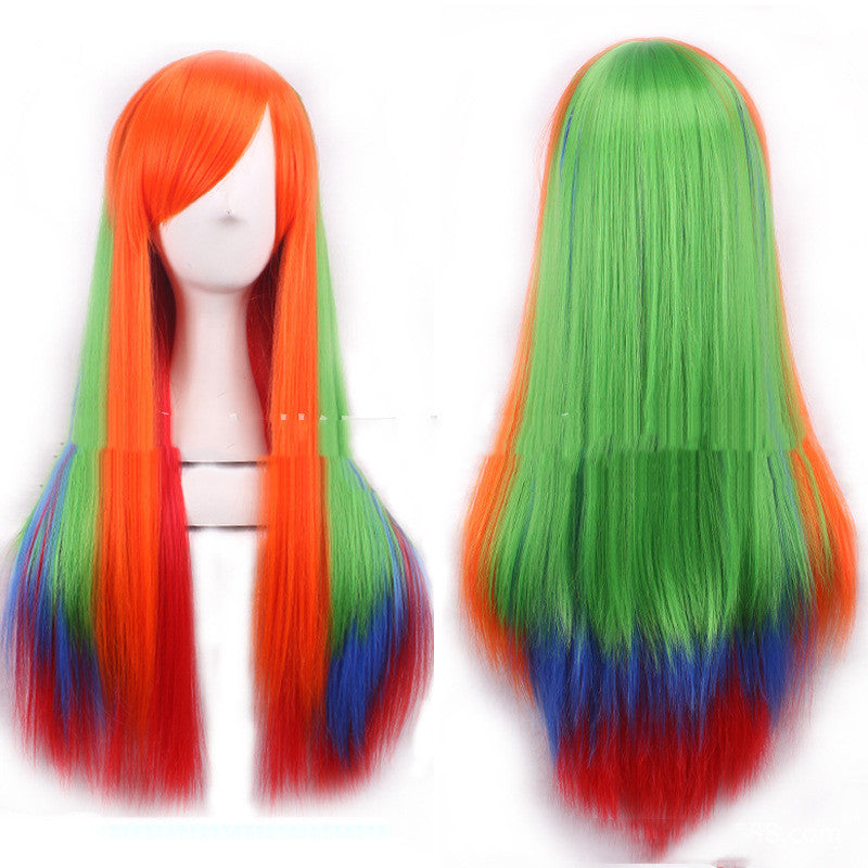 Harajuku Style Colored Female Long Curly Hair Hood