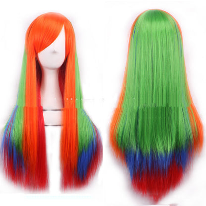 Harajuku Style Colored Female Long Curly Hair Hood