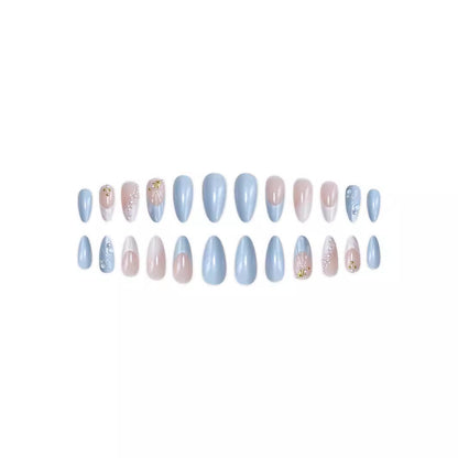 Fashion Ocean Series Almond Nail 3D Pearl Gold XINGX Wear Nail