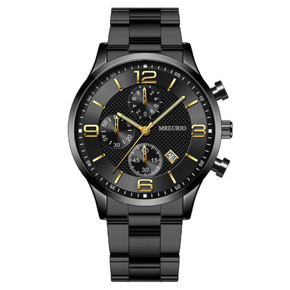 Fashion Numbers Three-eye Calendar Men's Watch