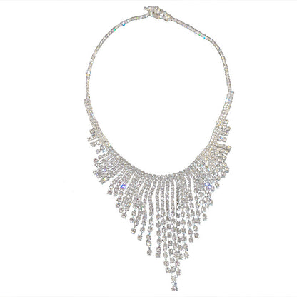 European And American Fashion Grandeur Personality Trendy Necklace Spring New Diamond Tassel Necklace Instafamous Design Sense Necklace Women's