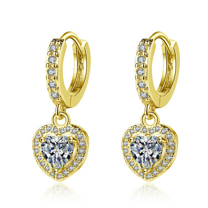 Copper Inlaid Zircon Love Earrings