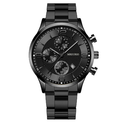 Fashion Numbers Three-eye Calendar Men's Watch
