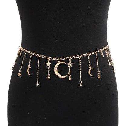 Fashion Temperamental Tassels Star Moon Waist Chain Creative Sexy