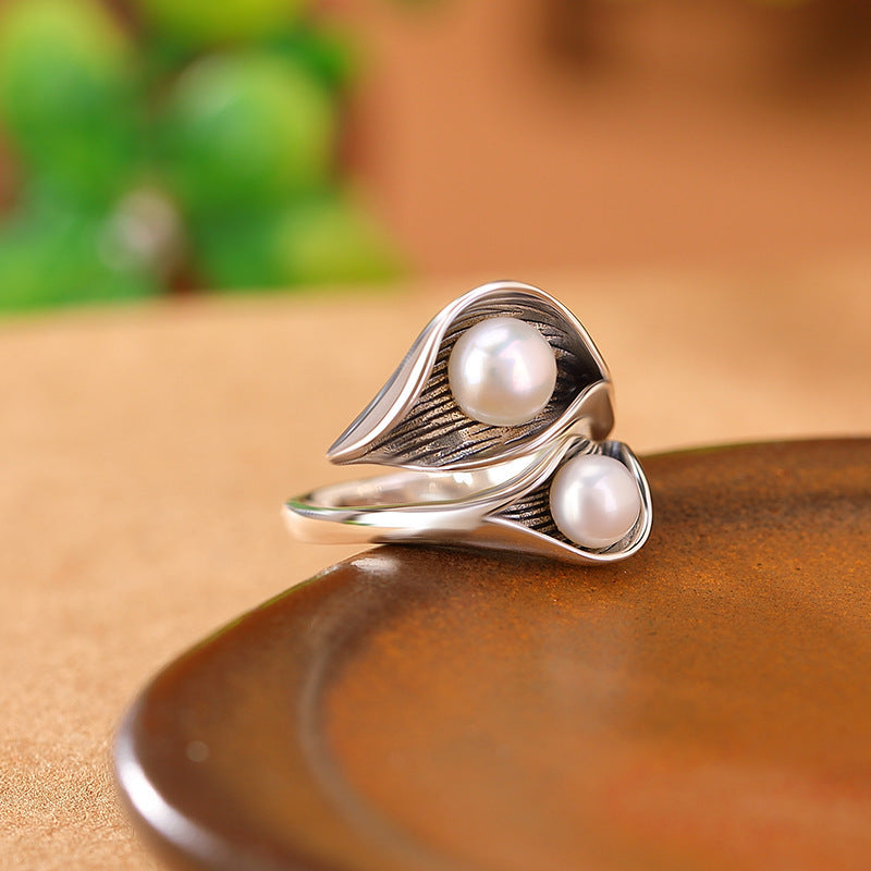 Pearl Vintage Vintage Elegant Common Calla Ball Ring Women