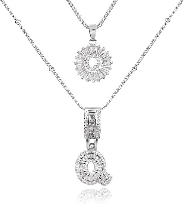 26 English Letters Copper-plated Gold Diamond Pendant Necklace