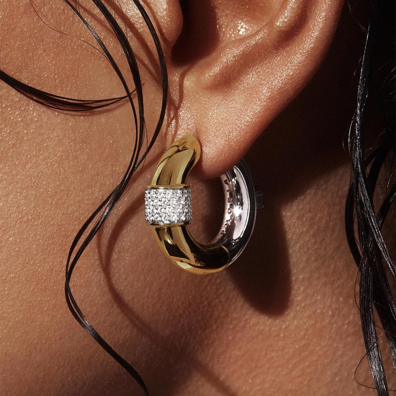 French Retro Golden Zircon Earrings