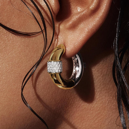 French Retro Golden Zircon Earrings