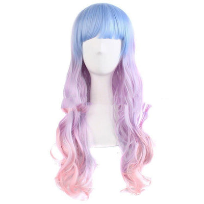 Harajuku Style Colored Female Long Curly Hair Hood