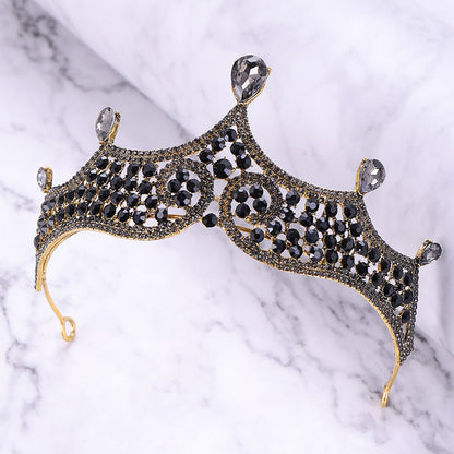 Retro Baroque Black Marriage Royale Decorative Crown