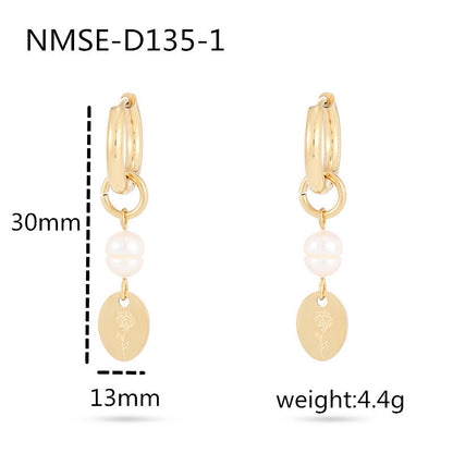 Pearl Titanium Steel Earrings Affordable Luxury All-match