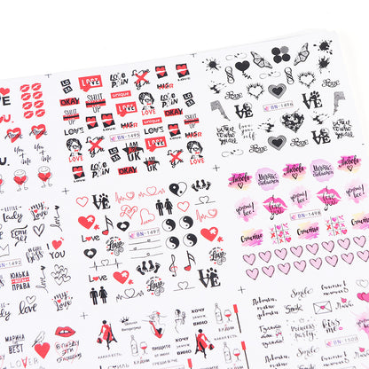 Hot Sale Love Lip Print Letter Nail Sticker
