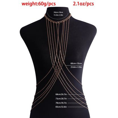 Fashion Creative Multi-layer Cross Body Chains Shop Hot Girl Chest Necklace