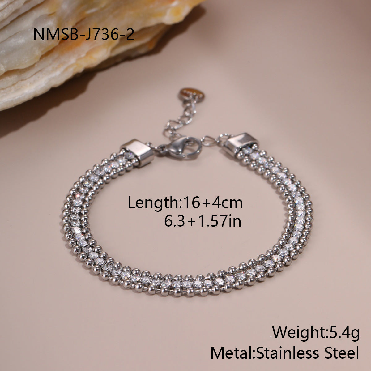 Rhinestone-encrusted Chain Stainless Steel Bracelet