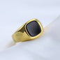 Stainless Steel Glossy Black Epoxy Irregular Hexagonal Men's Ring