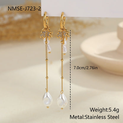 Pearl Earrings Long Tassel Stainless Steel Earrings Design Earrings