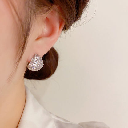 Silver Zircon Drop Shape Earrings